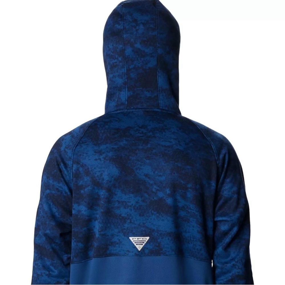 NEW Columbia Men Long-Sleeve PFG Super Terminal Fleece Hoodie Blue Camo Carbon - Picture 6 of 6